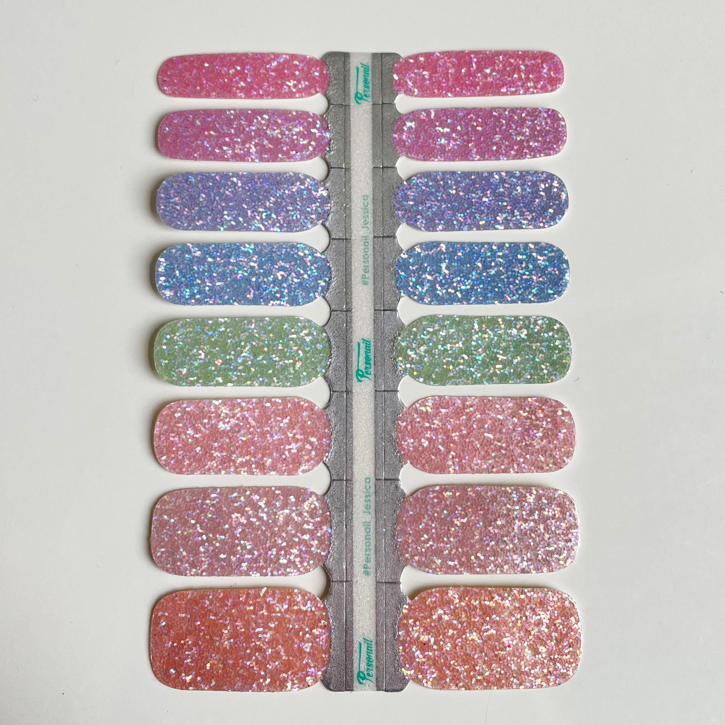 Jessica | Multi Rainbow Glitter Nail Polish Wraps