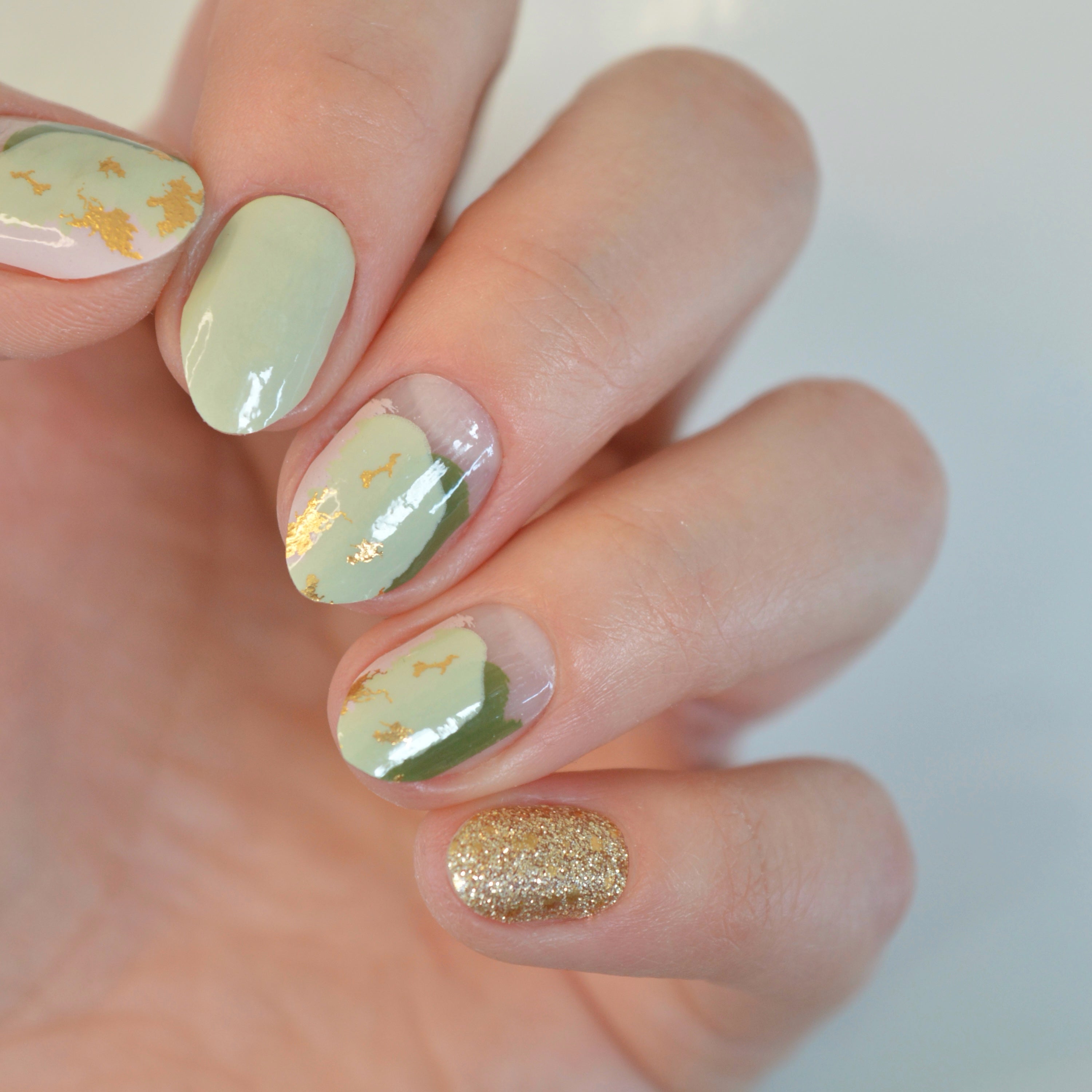 Olive | Green with Glitter Nail Polish Wraps