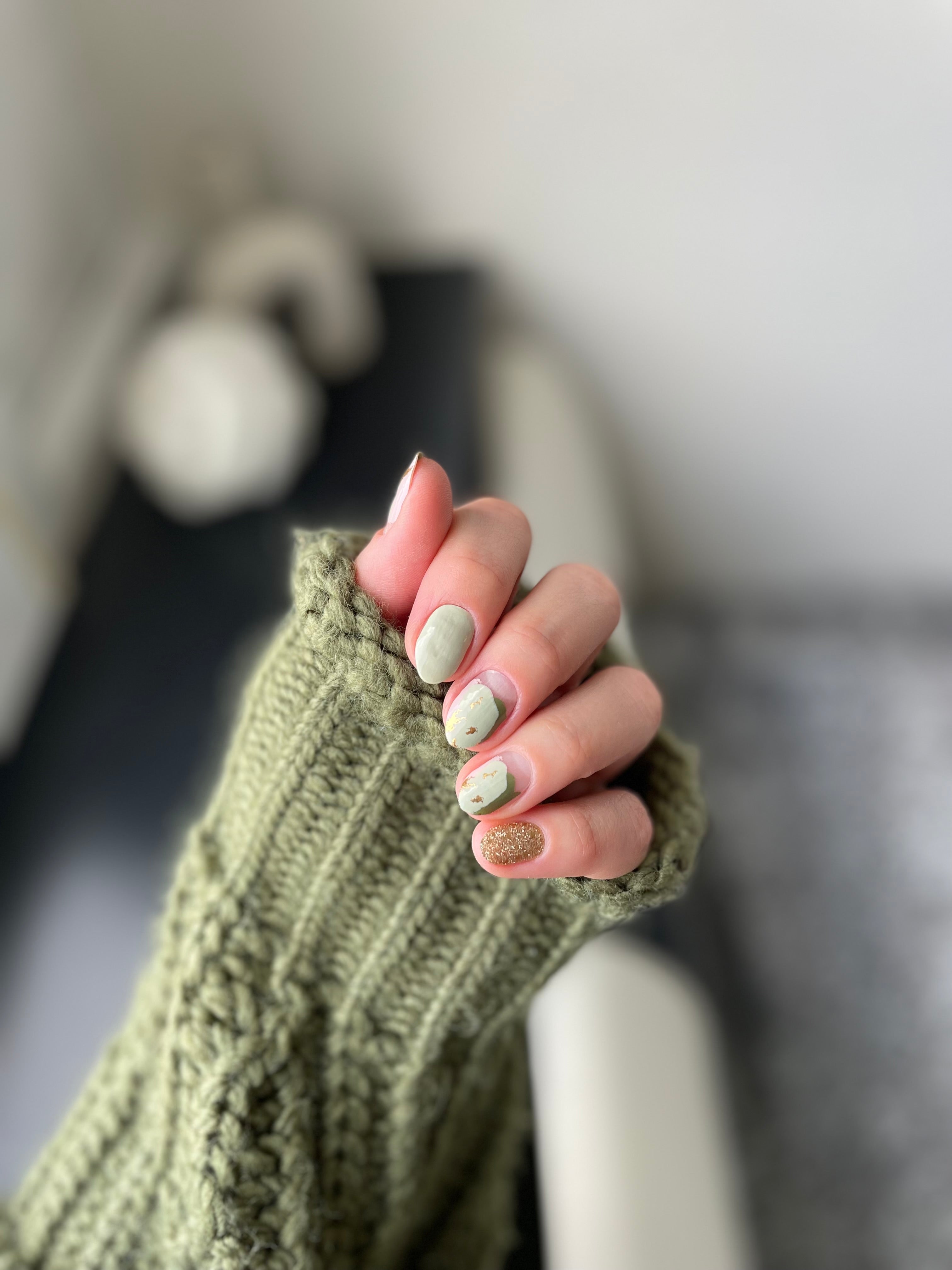 Olive | Green with Glitter Nail Polish Wraps