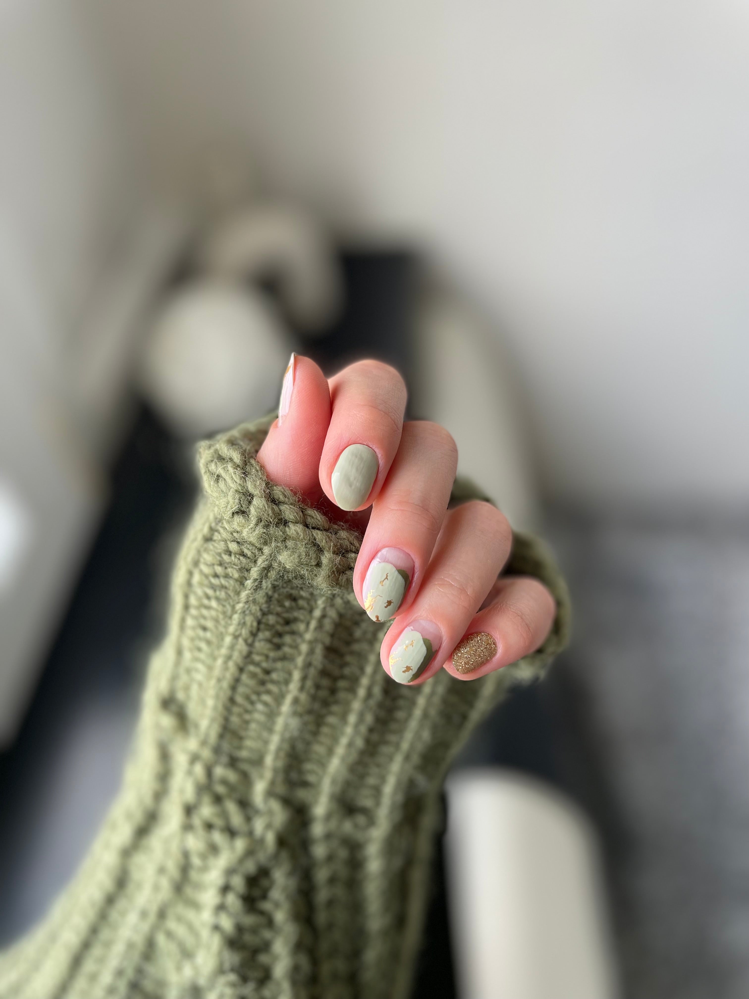 Olive | Green with Glitter Nail Polish Wraps