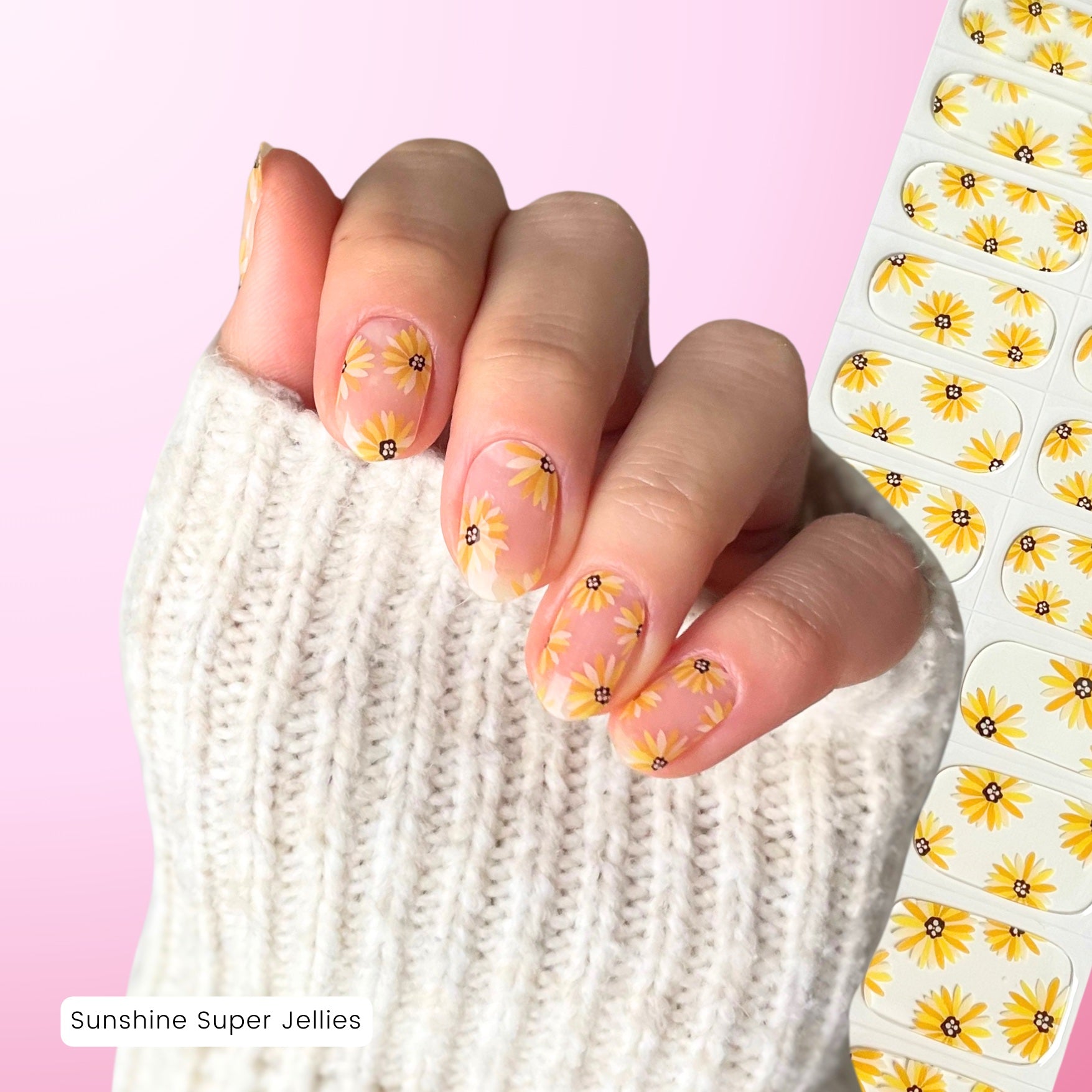 Sunshine | Sunflower Super Jellies DIY Hard Semi Cured Gel Nail Wraps